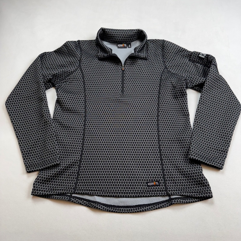 Kerrits Womens Medium Black‎ Honeycomb Print 1/4 Zip Equestrian Base Layer Top